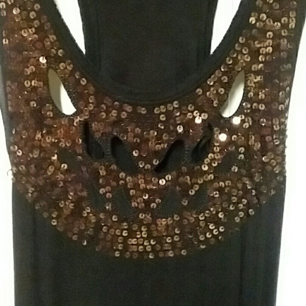 Twenty One copper/gold sequin cutout tank top